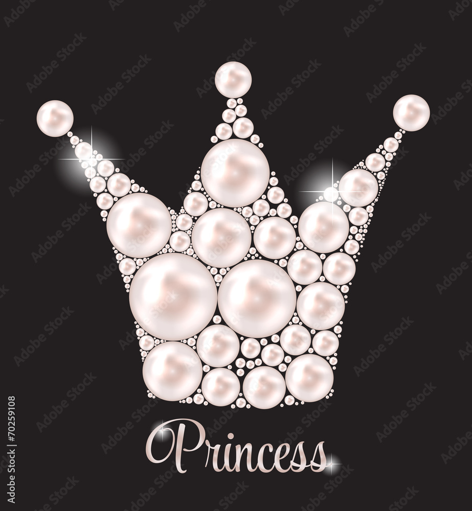 Princess Crown Pearl Background Vector Illustration. Stock Vector