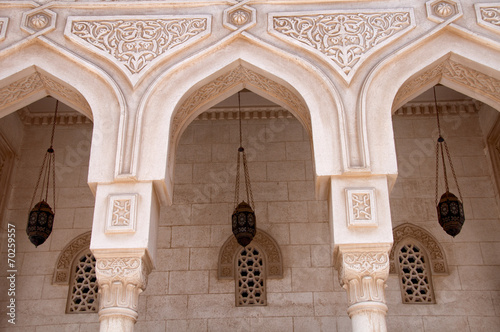 Close Up of Arches on Facade of Aldahaar Mosque photo