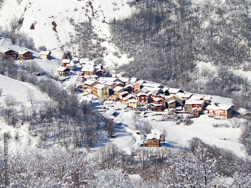 Village of Saint Martin de Bellevile in winter, the Alps, France photo