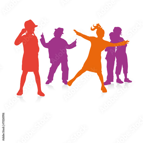 Dancing kids silhouette