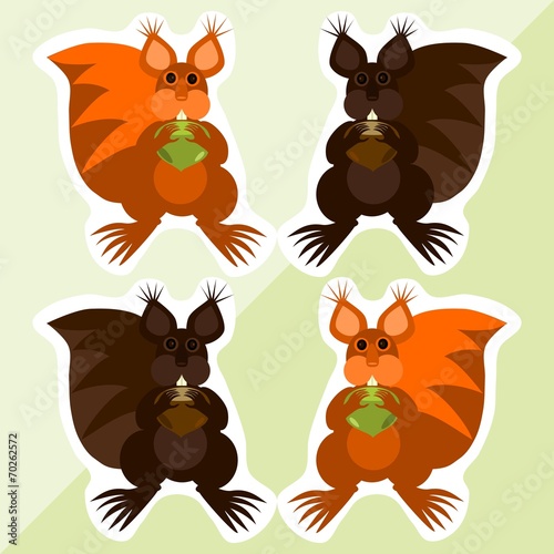 Squirrel vector stickers