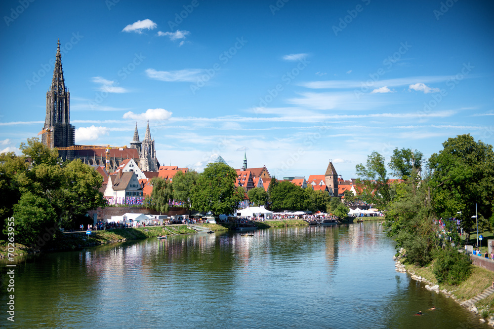 River Danube and Ulm skyline with Ulmer Munster River Danube and Ulm skyline with Ulmer Munster