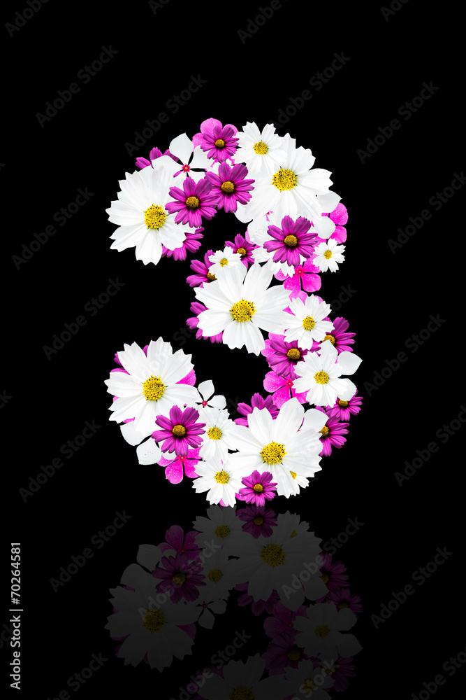 Romantic number of beautiful flowers 3