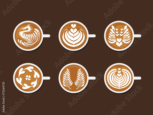 Set of Latte Art White Cup