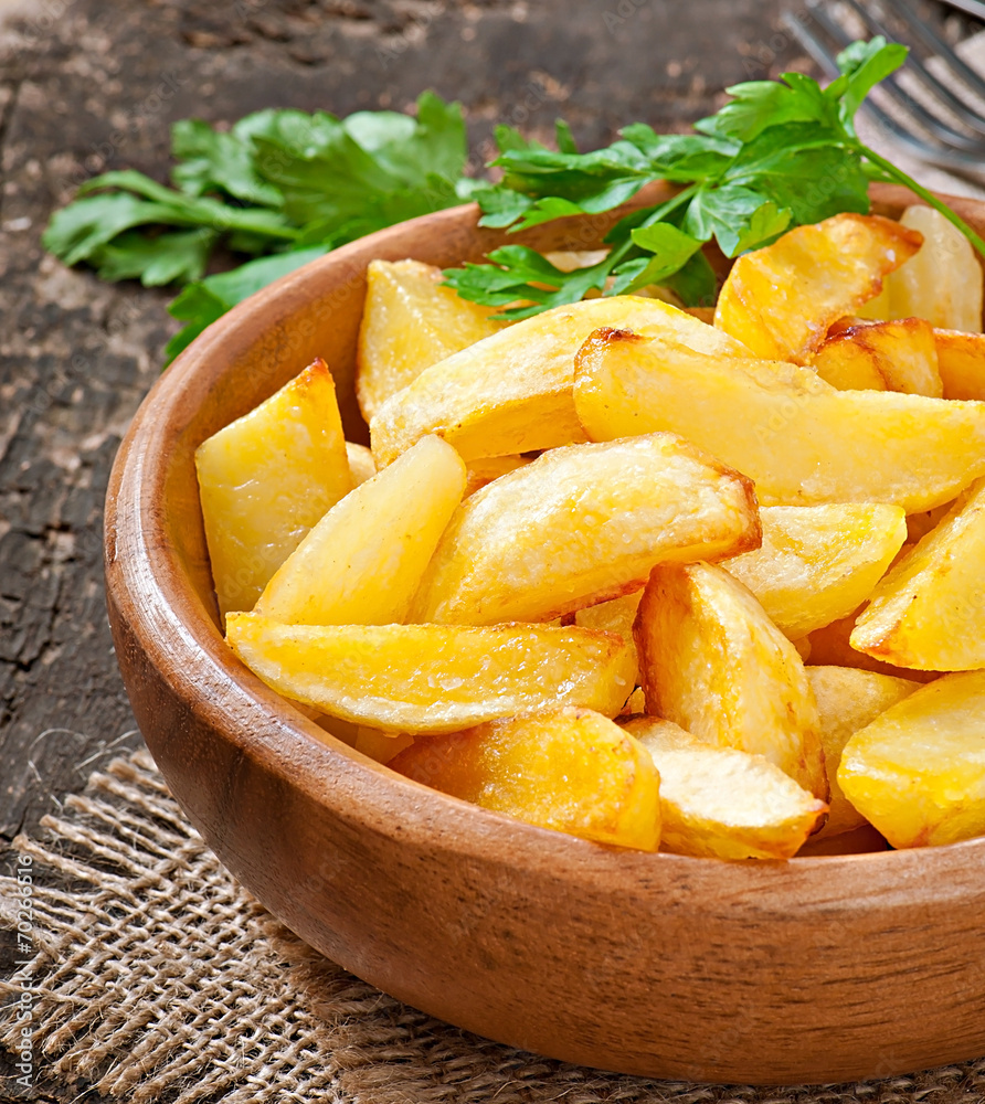 Fried potato wedges Fried potato wedges
