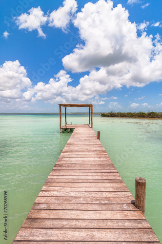 pier in Caribbean Bacalar lagoon - Mexico © eddygaleotti