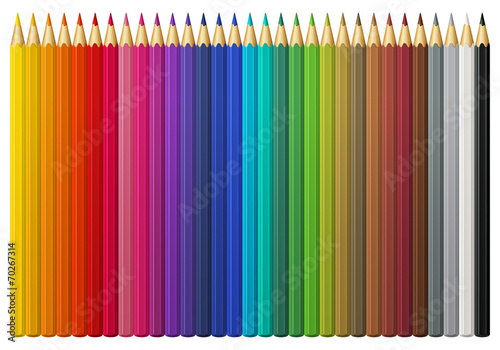 Set of multicolored vector pencils, isolated on white