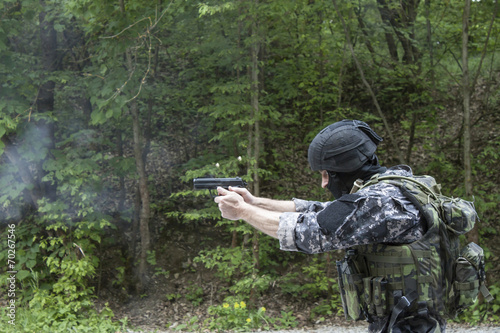 special police unit pistol shooting, outdoor shooting range