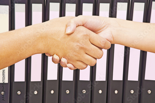 Shaking hands for work success
