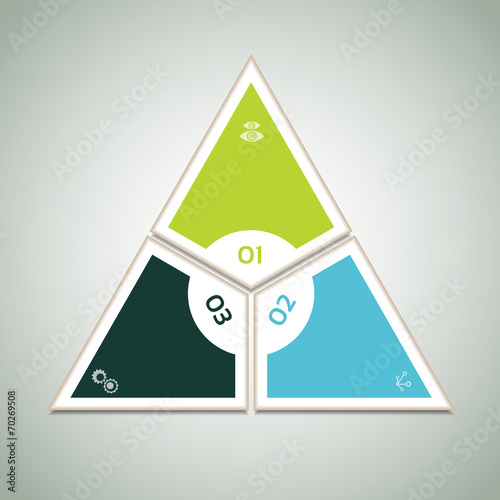 Cyclic diagram with three steps and icons. eps 10