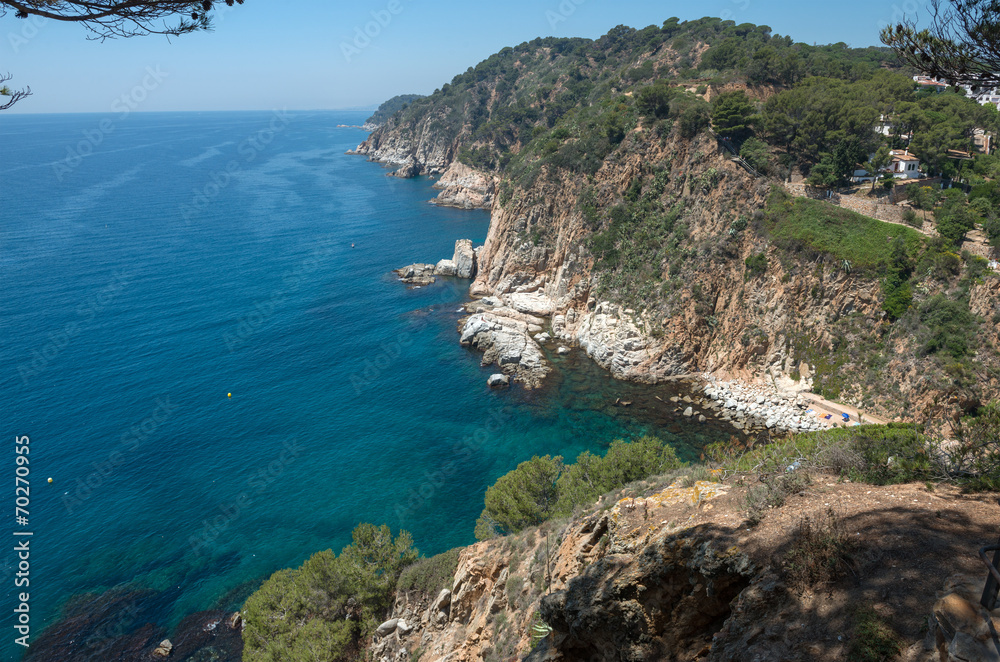 View from Tossa towards Lloret-de-mar, Costa Brava, Catalonia, S