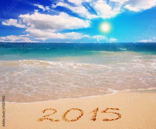 New Year 2015 on a Caribbean beach. 