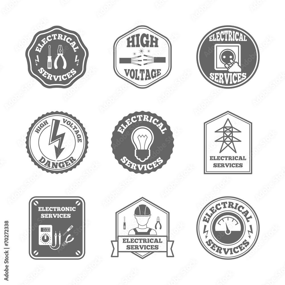 Obraz premium Electricity label set