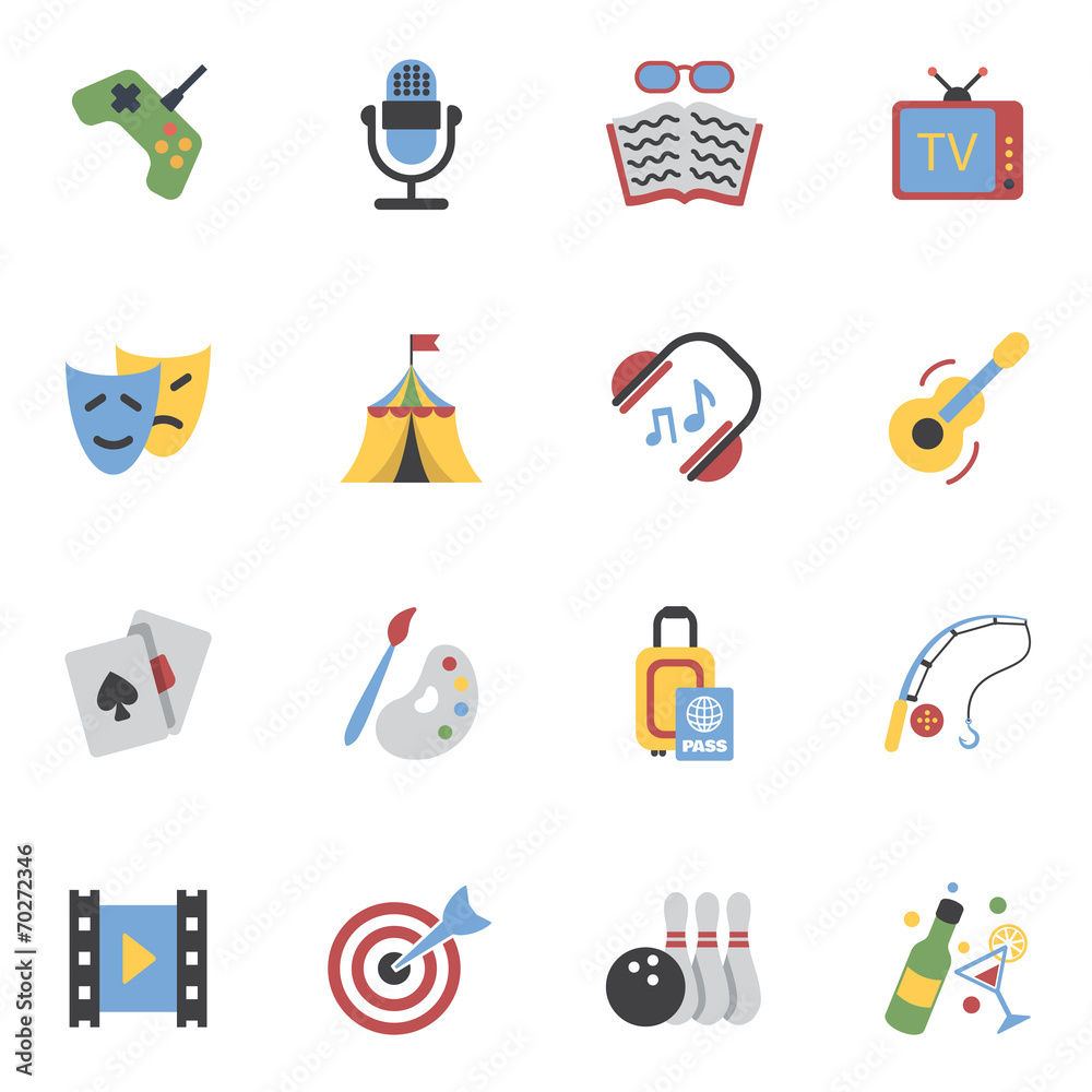 Entertainments Icons Flat Entertainments Icons Flat