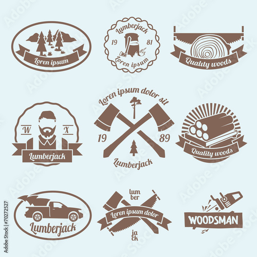 Lumberjack woodcutter label