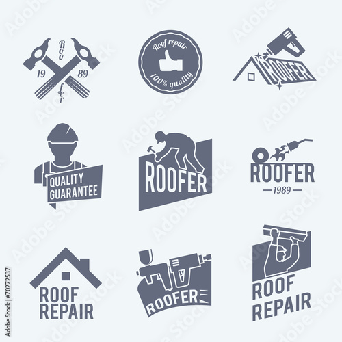 Roofer label set grey