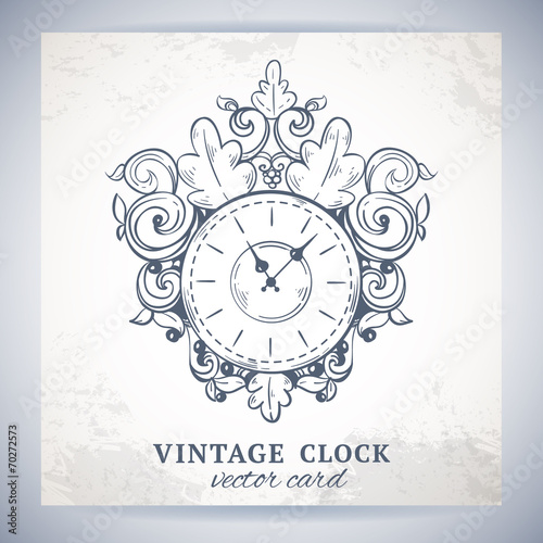 Old vintage wall clock postcard
