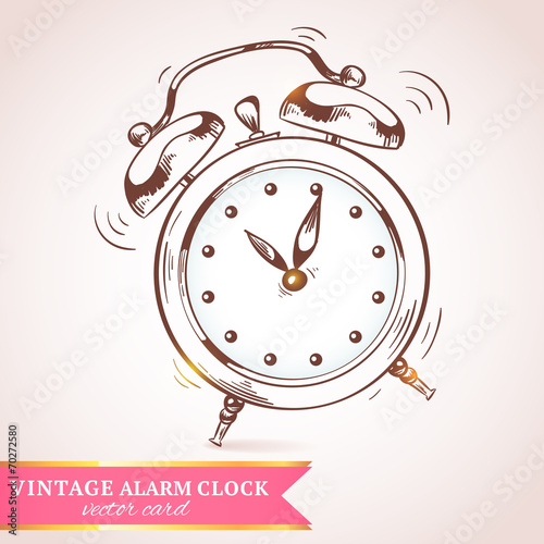 Old retro alarm clock card