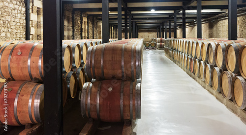 Fotografering wooden barrels in  winery