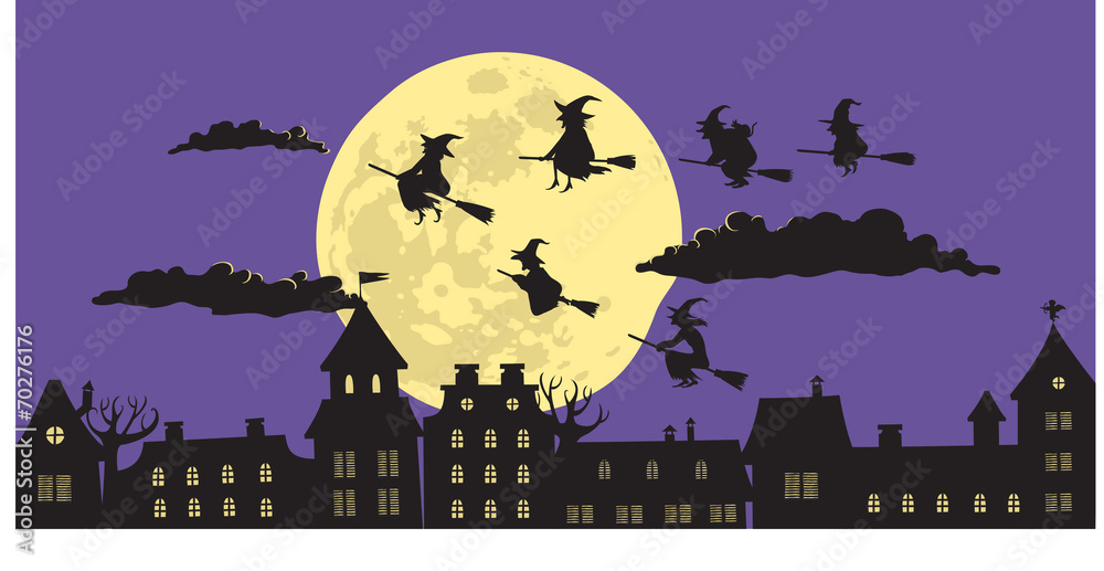 Naklejka premium Witches in the night