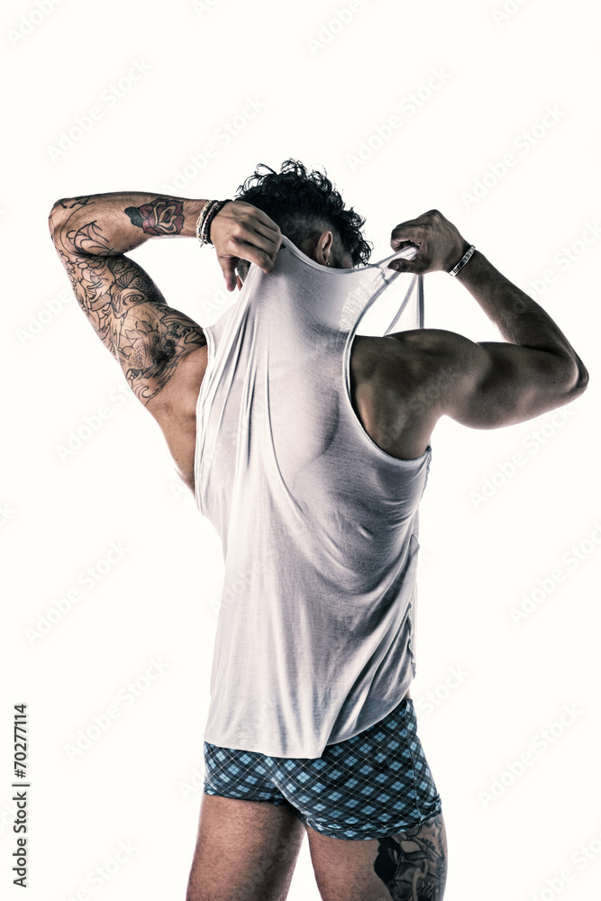 Fototapeta premium Back of strong and healthy young man