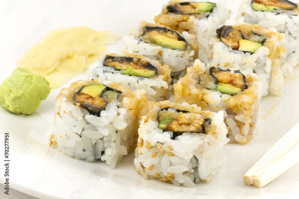 Hosomaki, Unagi maki, BBQ eel, avocado roll
