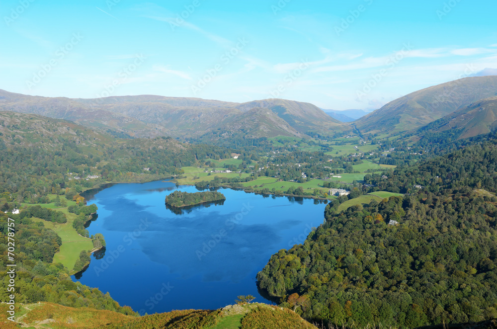 Grasmere Lake and Island from Loughrigg Fell