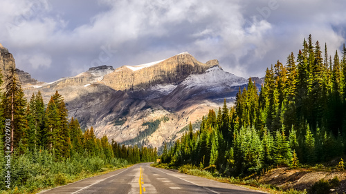 Scenic view of the road on Icefields parkway, Canadian Rockies