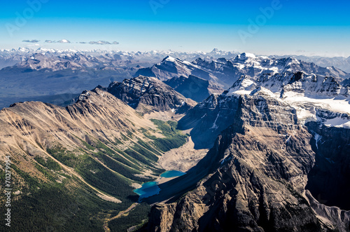 Mountain range view from Mt Temple, Banff NP, Alberta, Canada