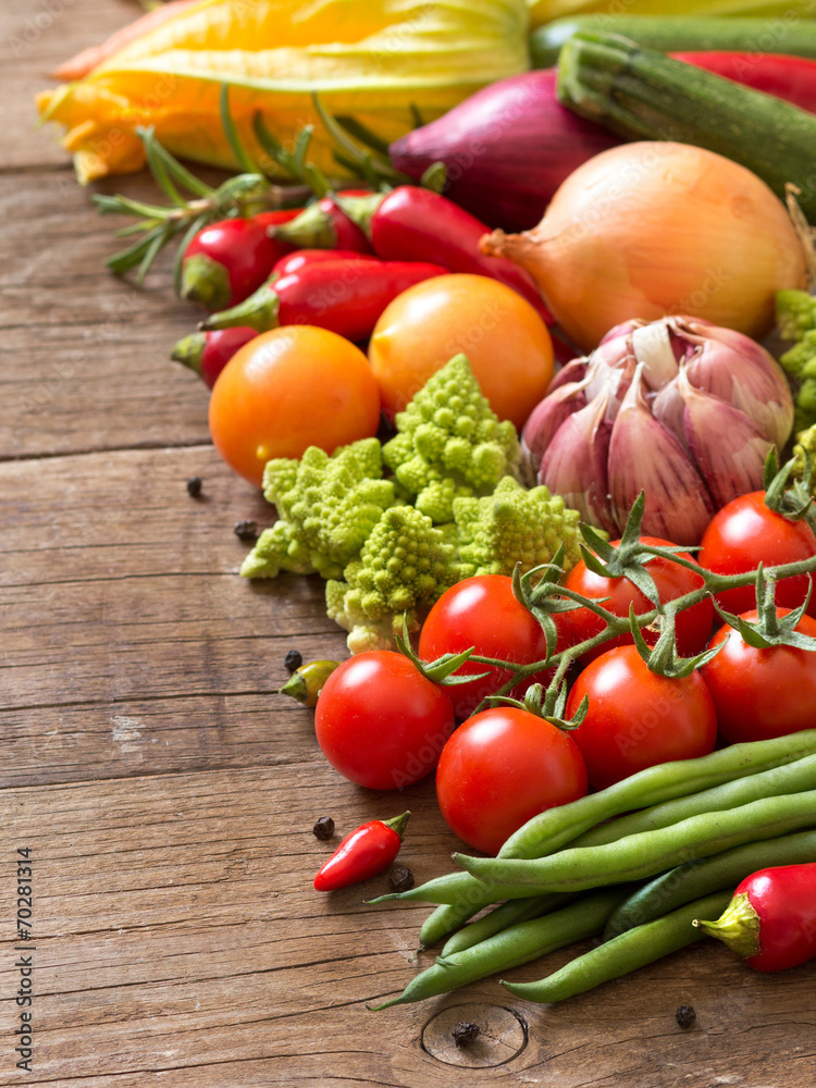 Vegetables on a wooden table Vegetables on a wooden table