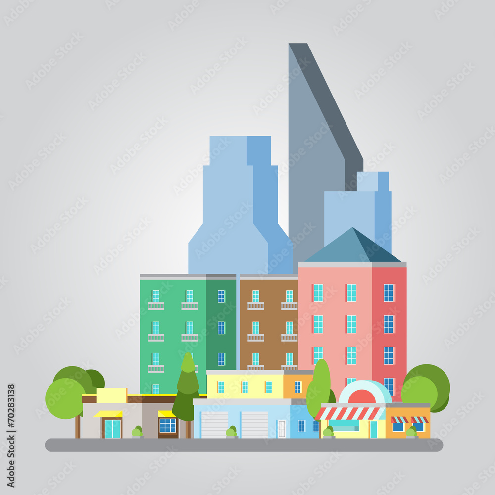 Modern flat design cityscape illustration