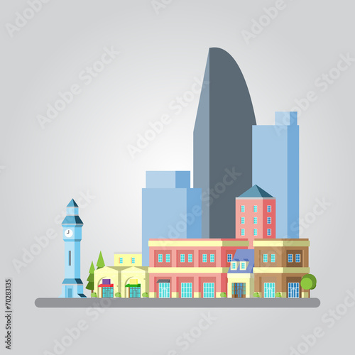 Modern flat design cityscape illustration