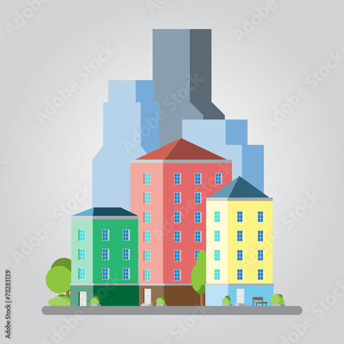 Modern flat design cityscape illustration