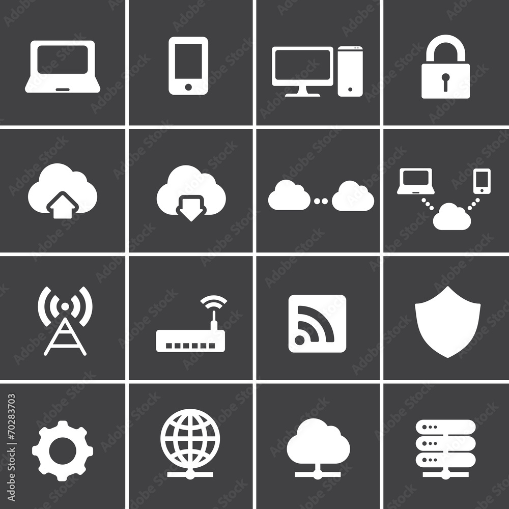 Network and cloud computing icons Network and cloud computing icons
