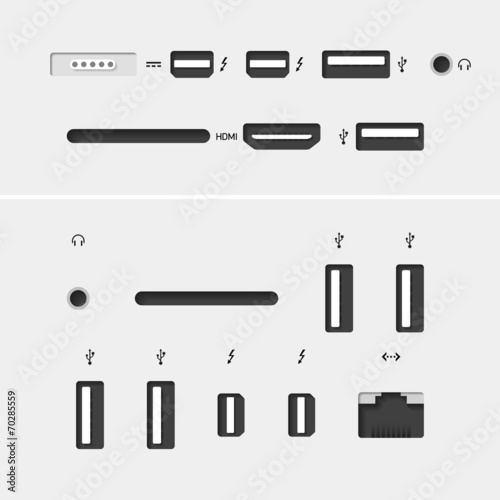Computer connectors with icons