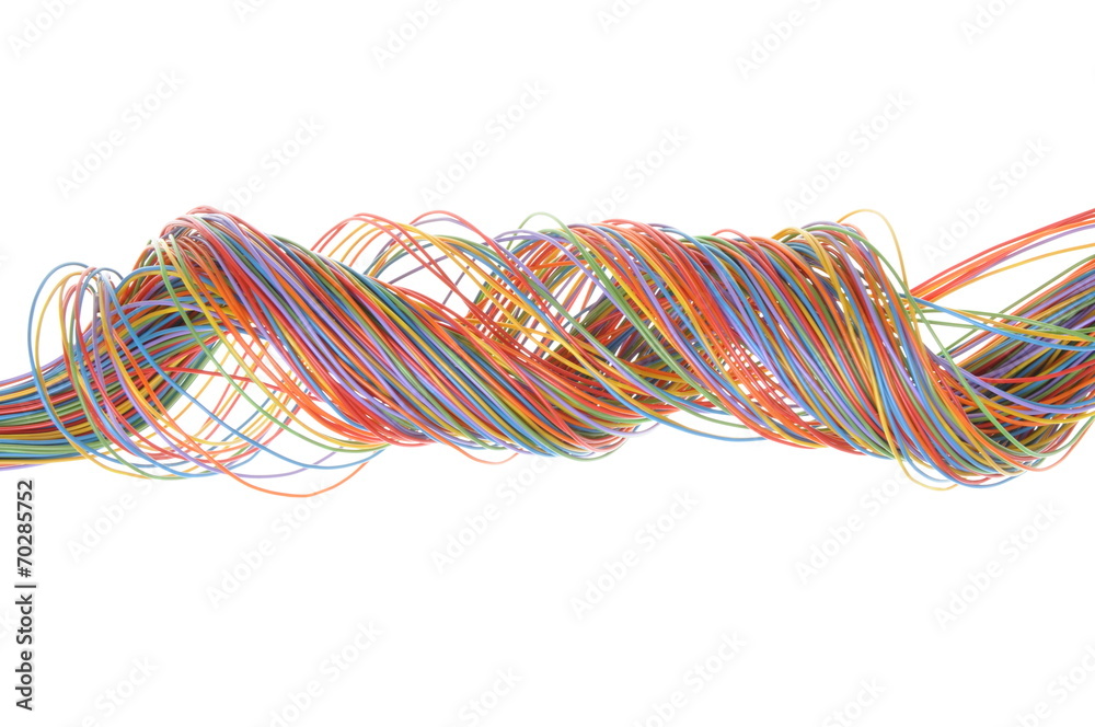 Telecommunication cords isolated on white background Telecommunication cords isolated on white background