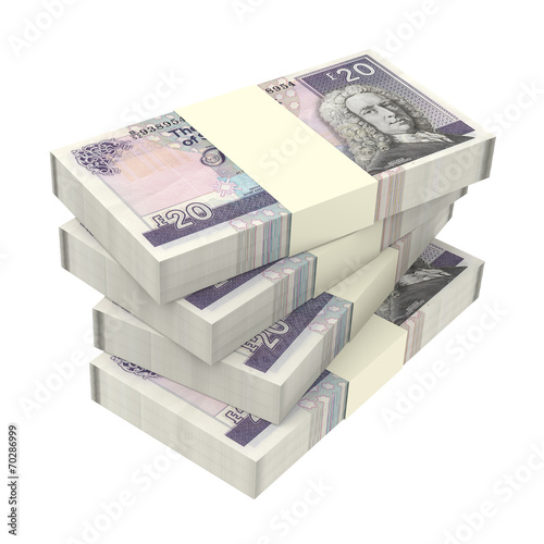 Scotland money isolated on white background.