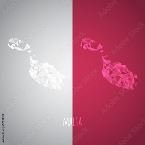 Low Poly Malta Map with National Colors
