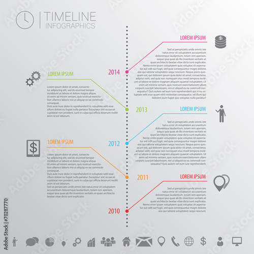 Timeline Infographic with icons. Vector design template.