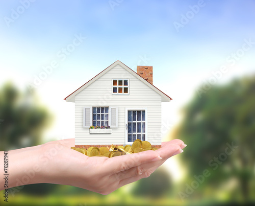 holding house and coins