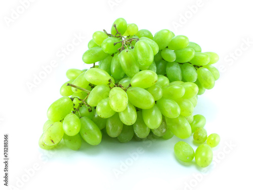 fresh green grapes isolated on white background