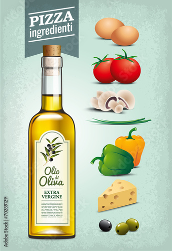 Huile d'olive - Ingrédients pizza - Texture Vintage