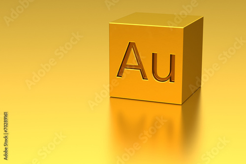 Photography Golden cube with Au mark