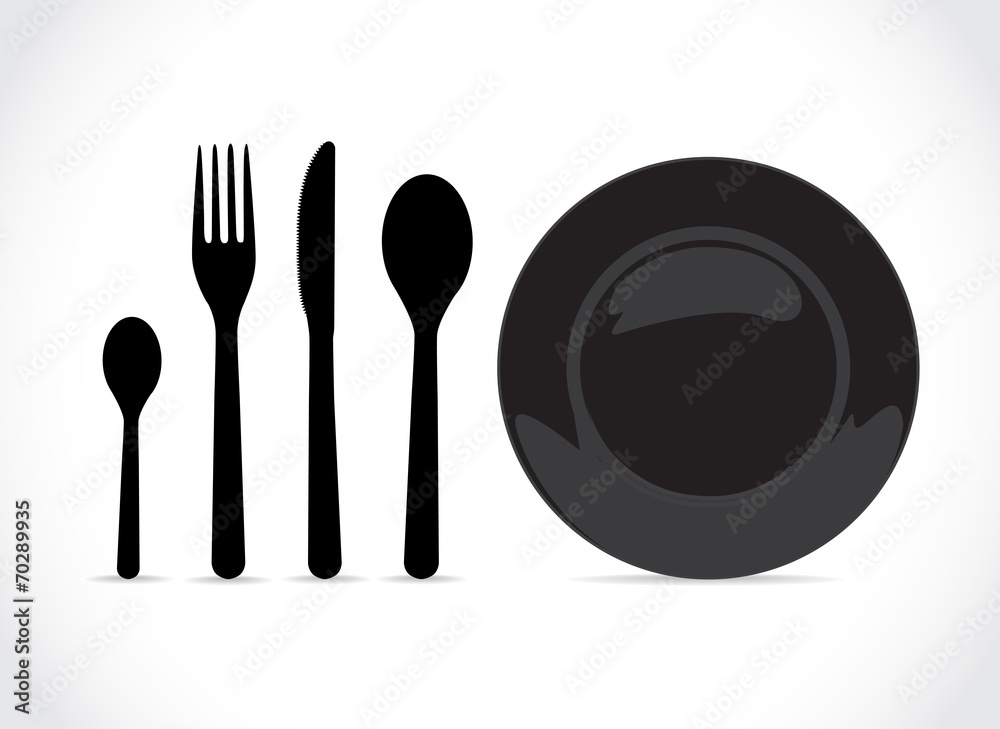 Dishes, silhouette illustration with shadows Dishes, silhouette illustration with shadows
