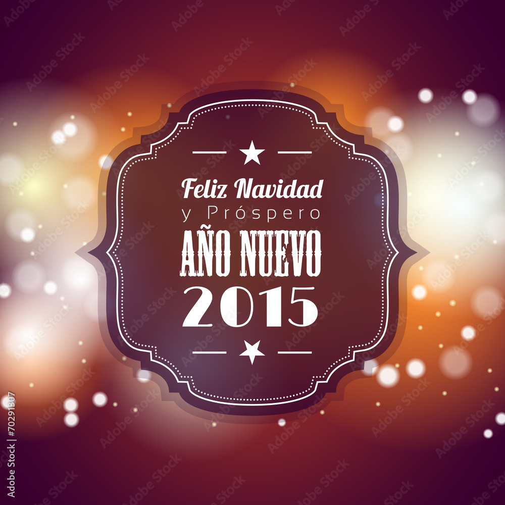 christmas and new year 2015 greeting card with abstract bokeh ba