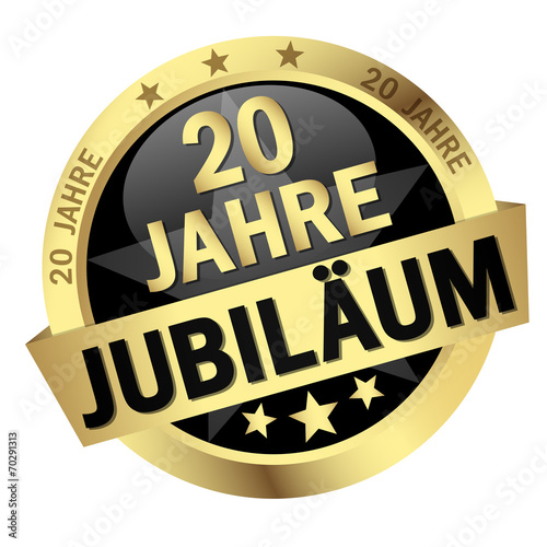 Button mit Banner " 20 JAHRE JUBILÄUM "