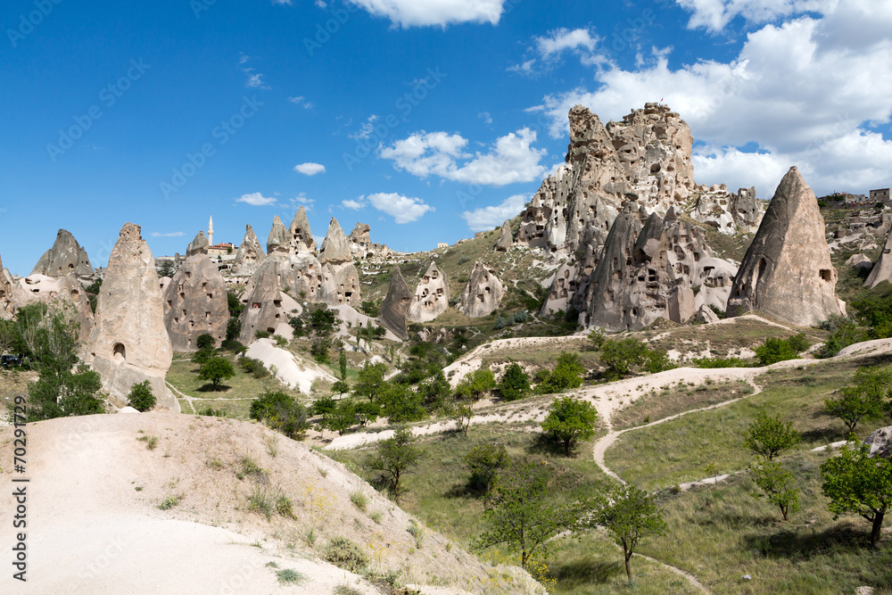 view of Uchisar castle in Cappadocia , Turkey view of Uchisar castle in Cappadocia , Turkey