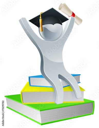 Graduation person on books