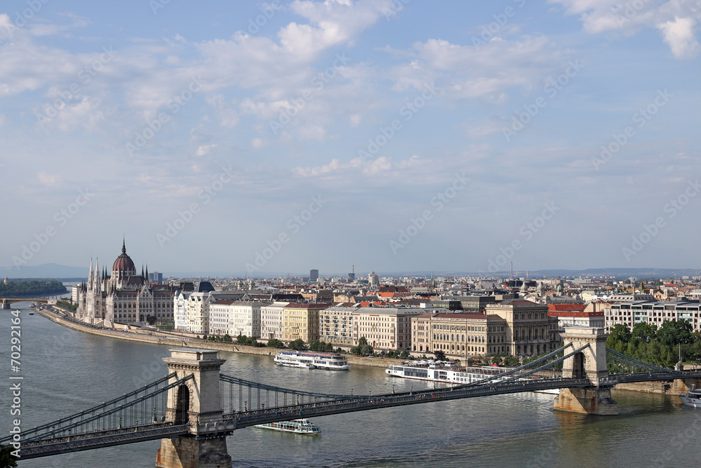 Chain bridge and Hungarian Parliament Budapest
