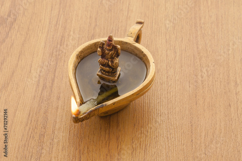 Lamp (Diya) with goddess lakshmi